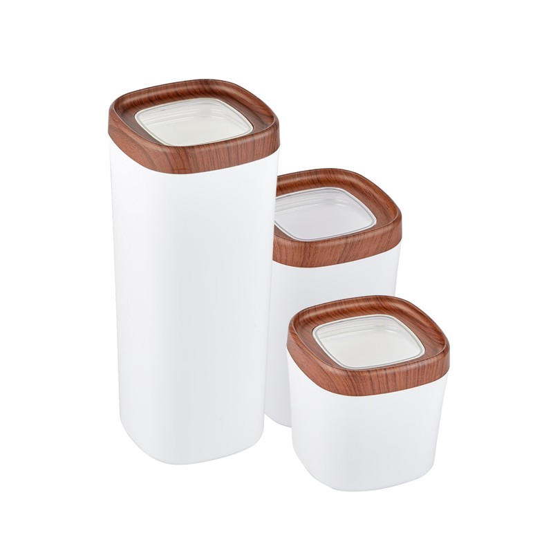 Mugiss Bonny Storage Box Set Of 3 Wooden Veneer Cover Colorful Hopper 1,8Lt 1Lt 600Ml M-ESK-1211
