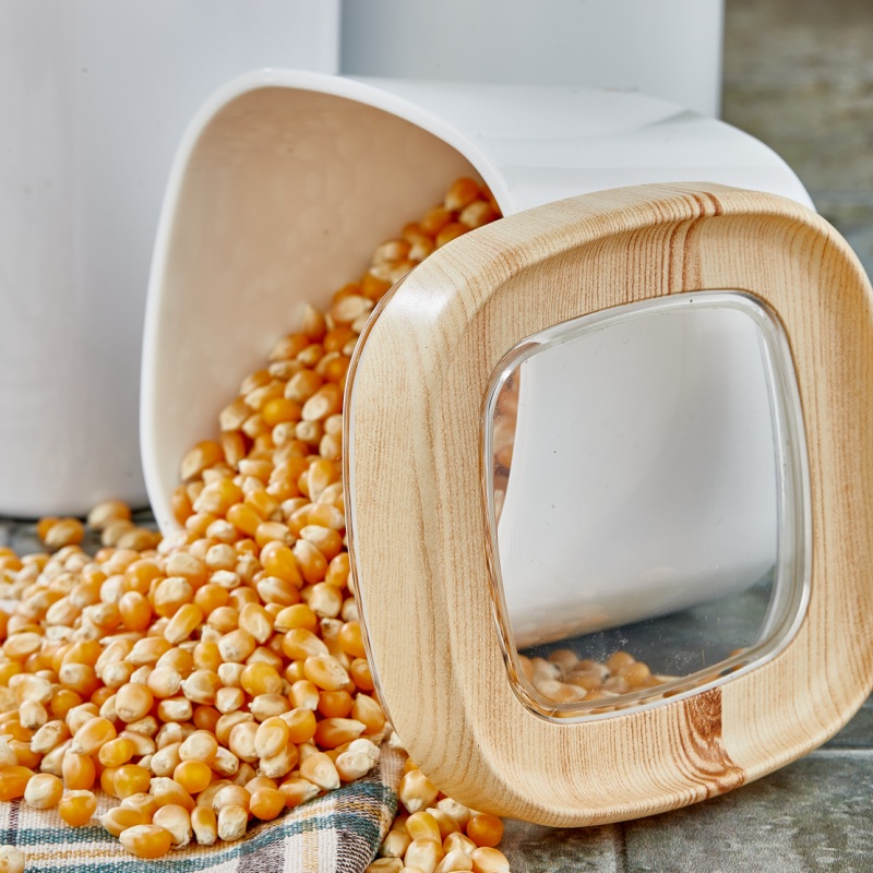 Mugiss Bonny Erzak Saklama Kabı Ahşap Kaplama Kapak Renkli Hazne 600 Ml M-ESK-0213