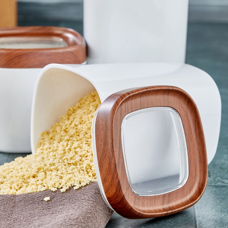 Mugiss Bonny Erzak Saklama Kabı Ahşap Kaplama Kapak Renkli Hazne 600 Ml M-ESK-0213