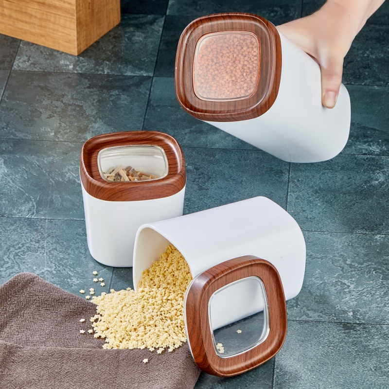 Mugiss Bonny Erzak Saklama Kabı Ahşap Kaplama Kapak Renkli Hazne 600 Ml M-ESK-0213