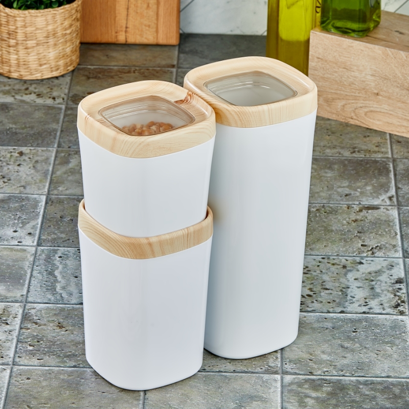 Mugiss Bonny Erzak Saklama Kabı Ahşap Kaplama Kapak Renkli Hazne 600 Ml M-ESK-0213