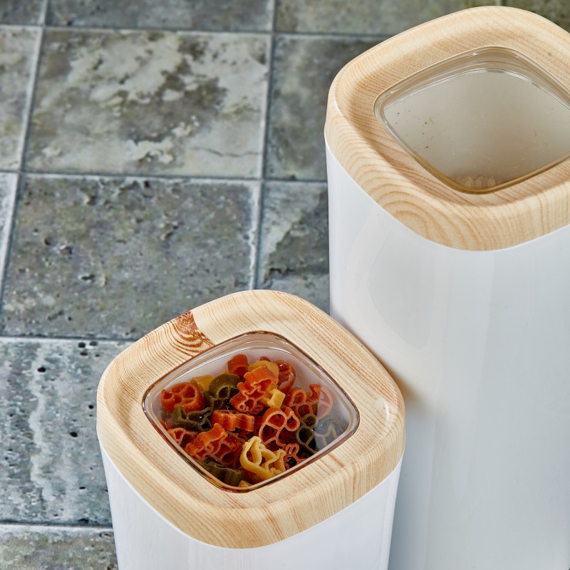 Mugiss Bonny Erzak Saklama Kabı Ahşap Kaplama Kapak Renkli Hazne 600 Ml M-ESK-0213